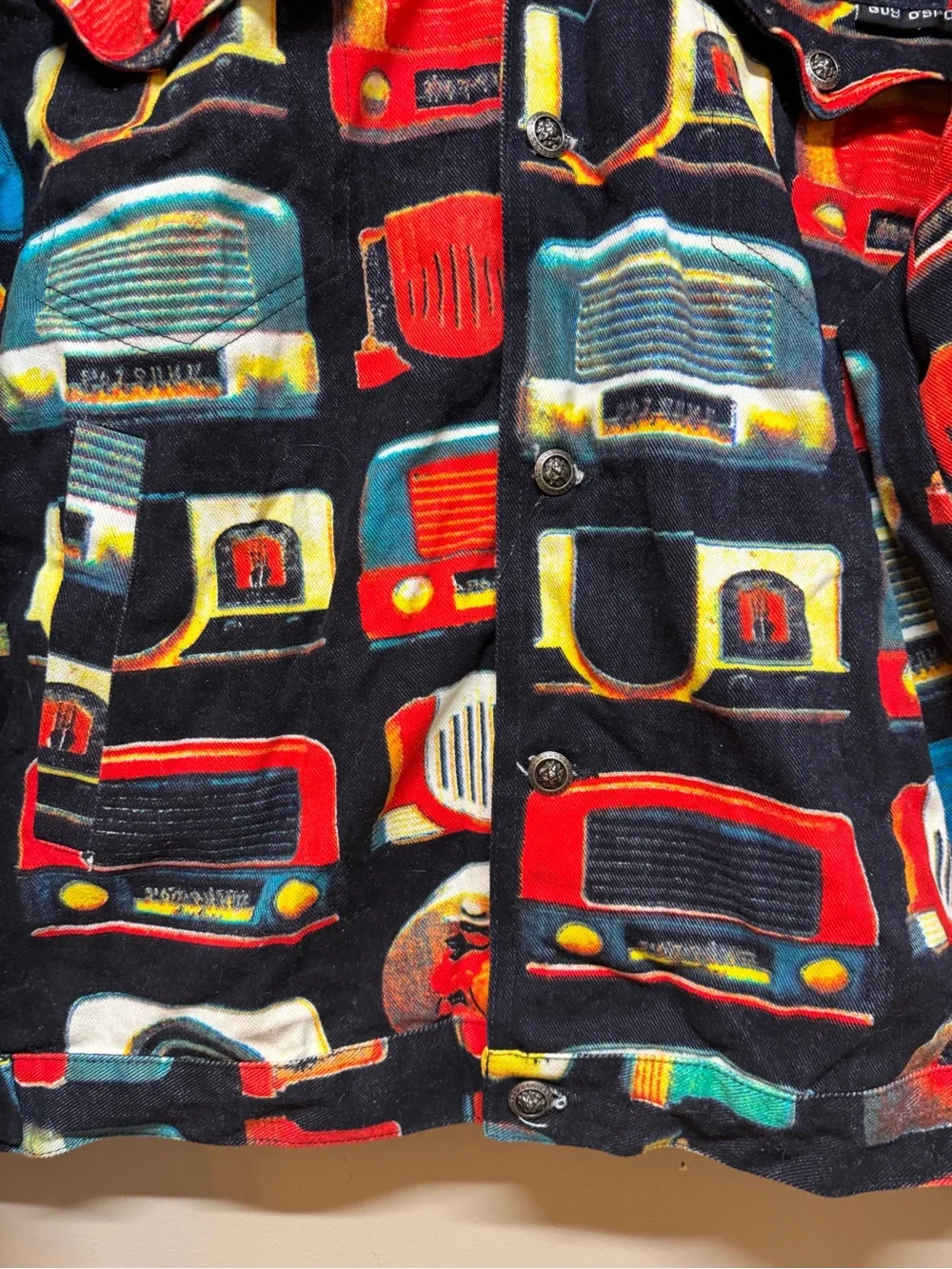 Guy O'Sport Vintage Shirt Jacket All Over Print Size XL Hip Hop Shacket Radio